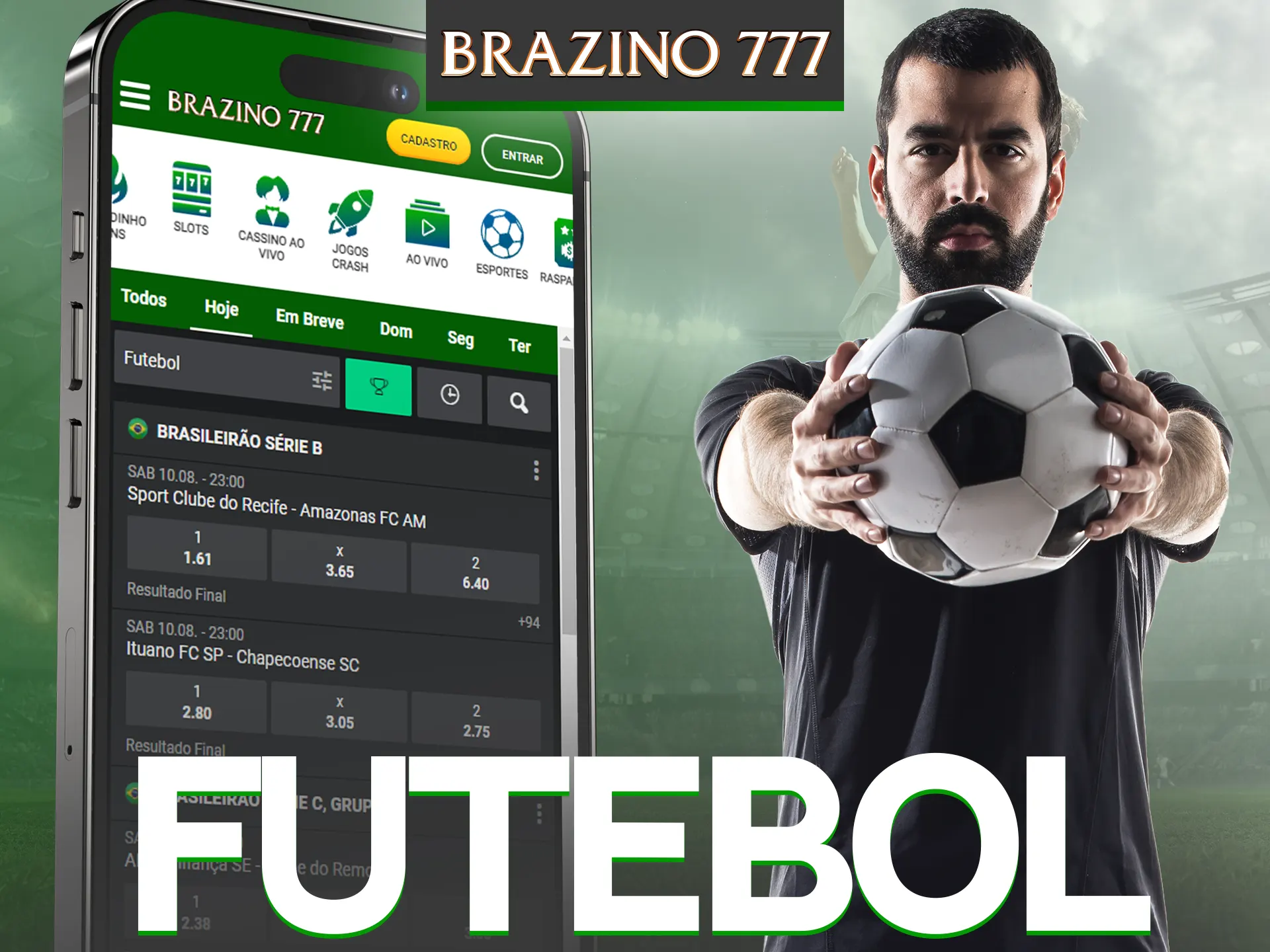 Faça apostas em eventos de futebol com o aplicativo Brazino777.