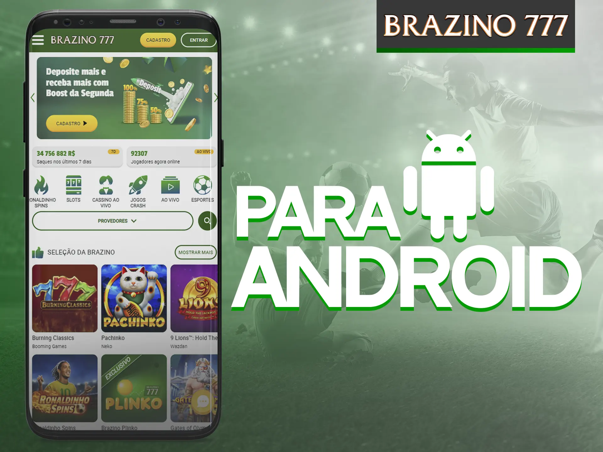 Faça o download gratuito do aplicativo Brazino777 diretamente do site.