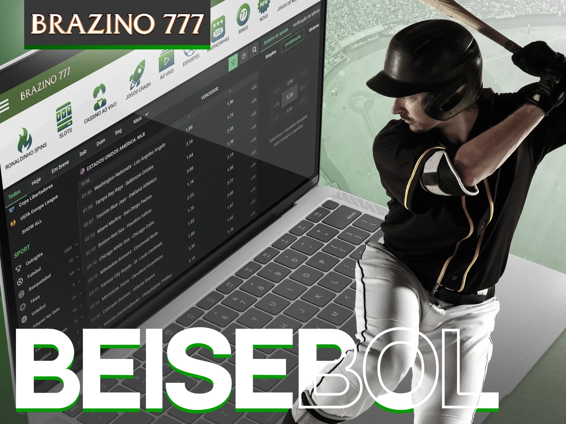 Aposte em jogos e torneios de beisebol com Brazino777.