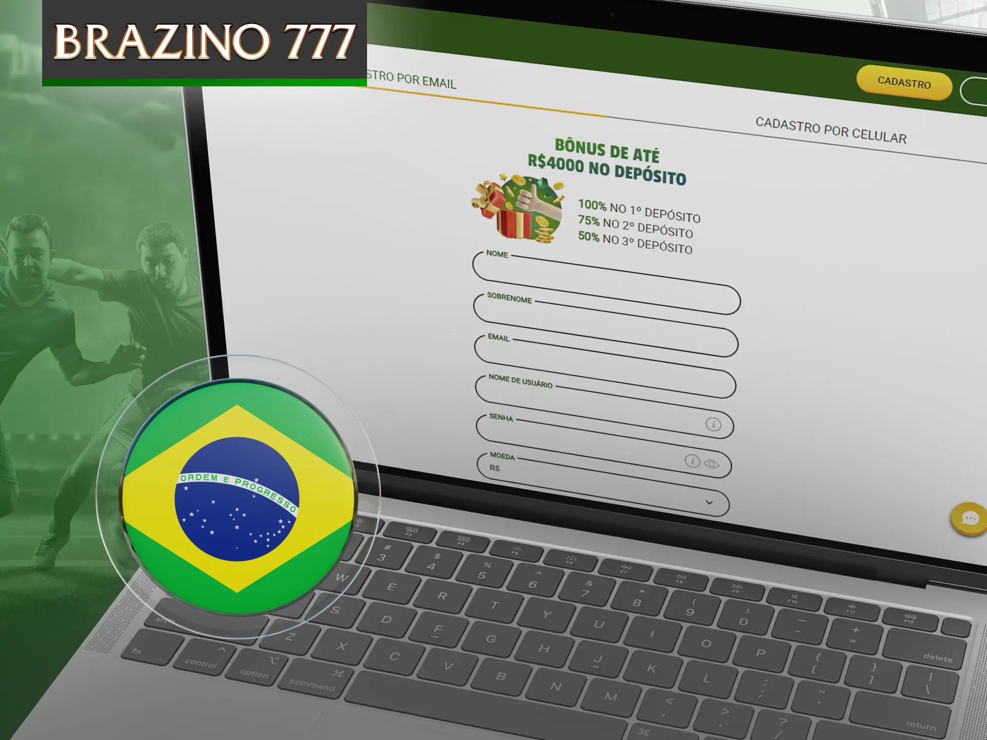 Siga alguns passos para criar sua conta e começar a jogar no Brazino777.