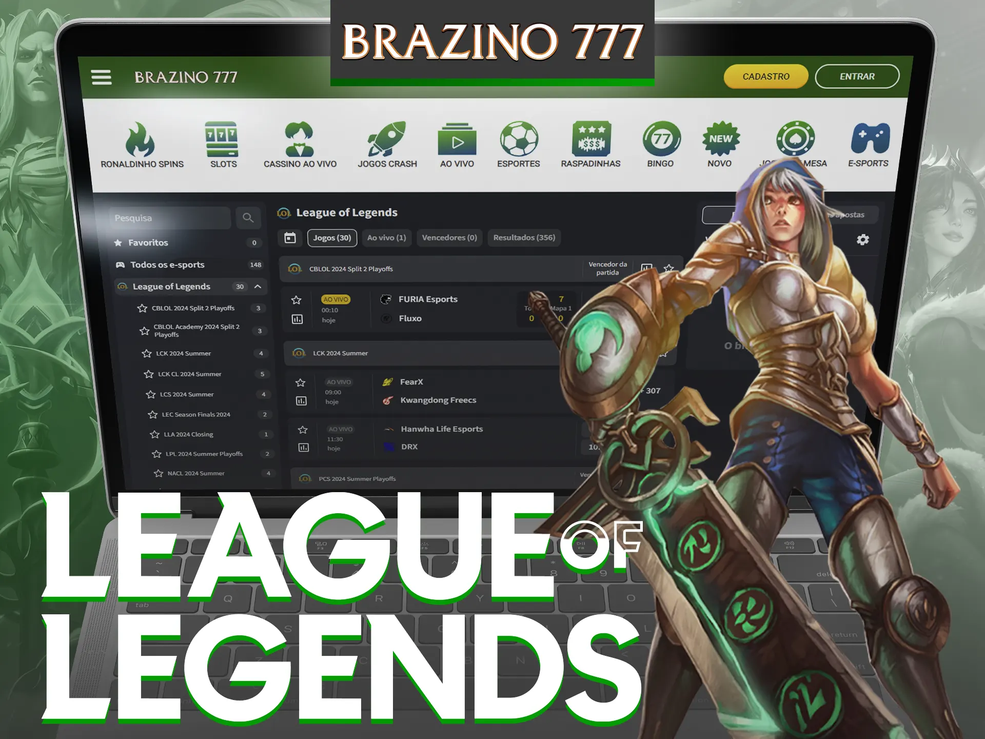 Faça apostas nos resultados das partidas de League of Legends no Brazino777.