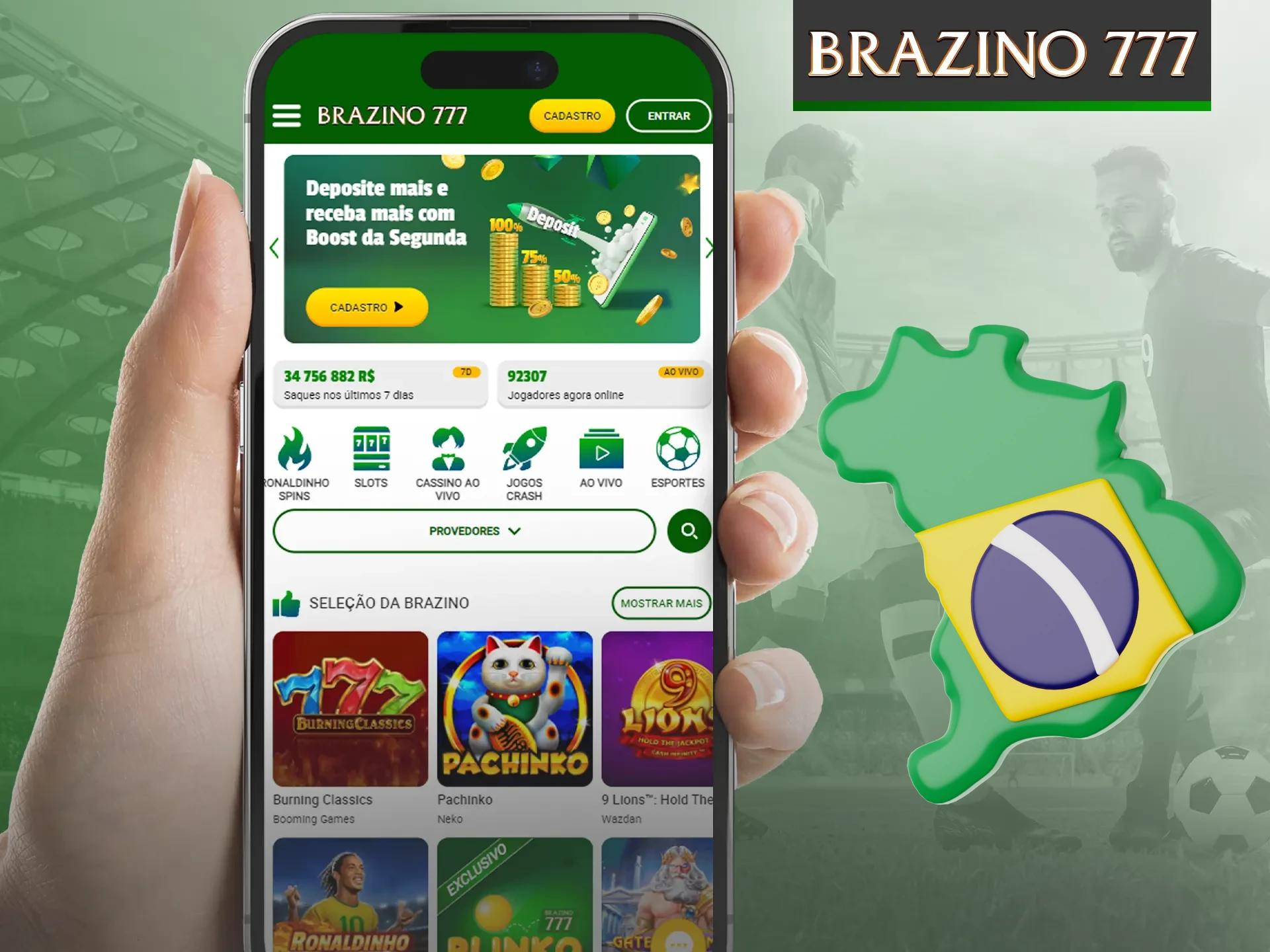 Desfrute de jogos suaves e responsivos na versão móvel do site Brazino777.