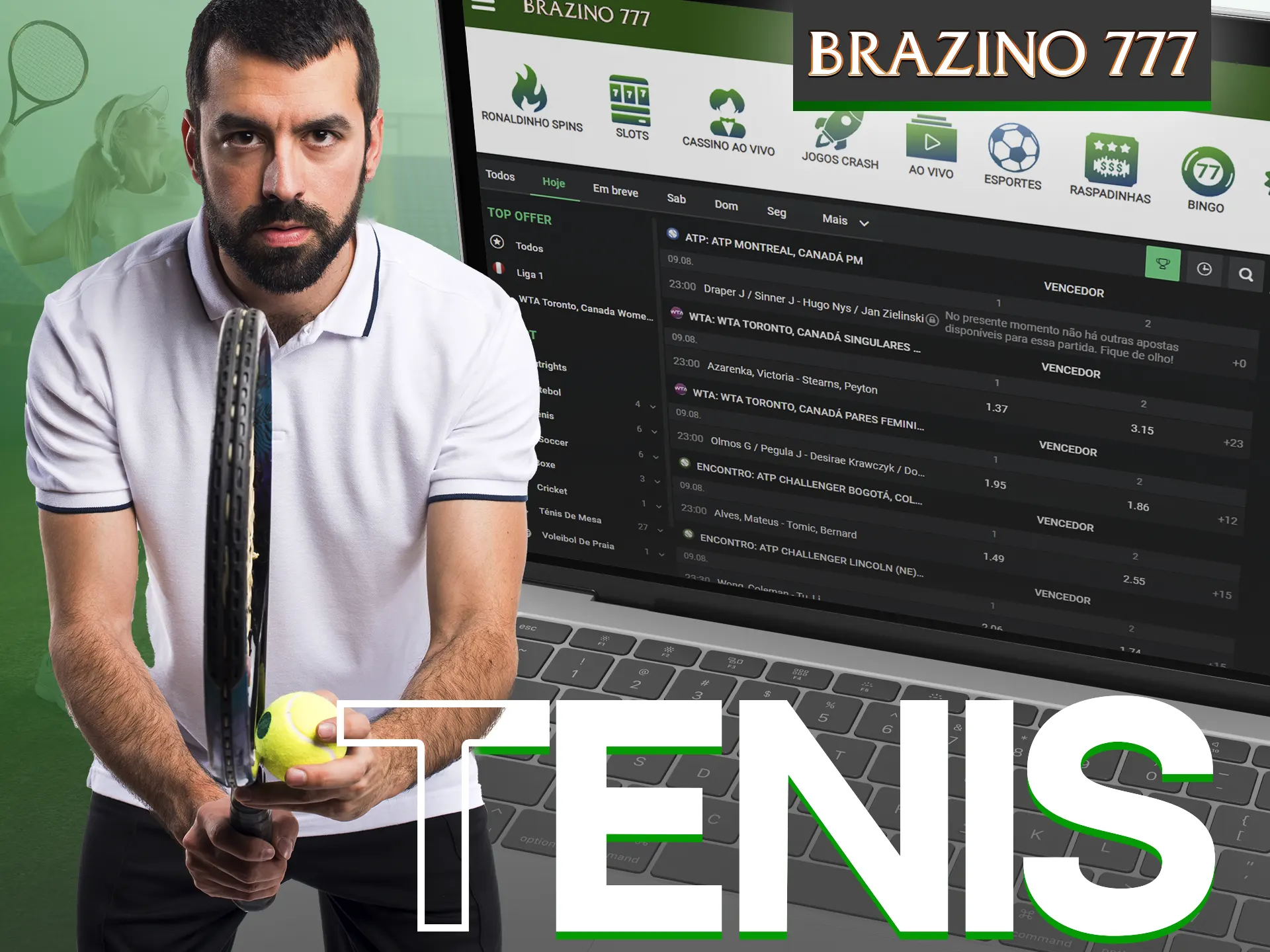 Brazino777 cobre uma ampla gama de eventos de tênis.