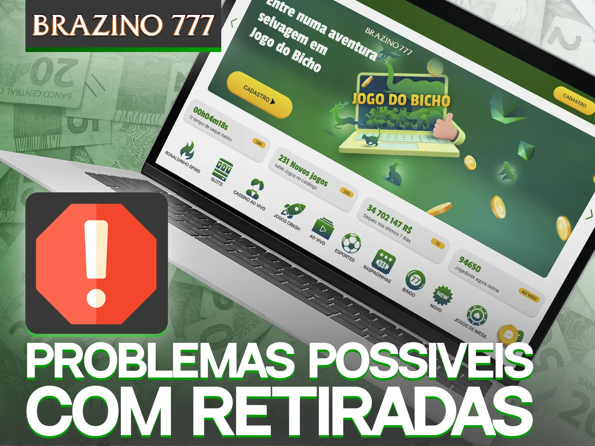Continue lendo para saber mais sobre alguns problemas comuns de saque no Brazino777.