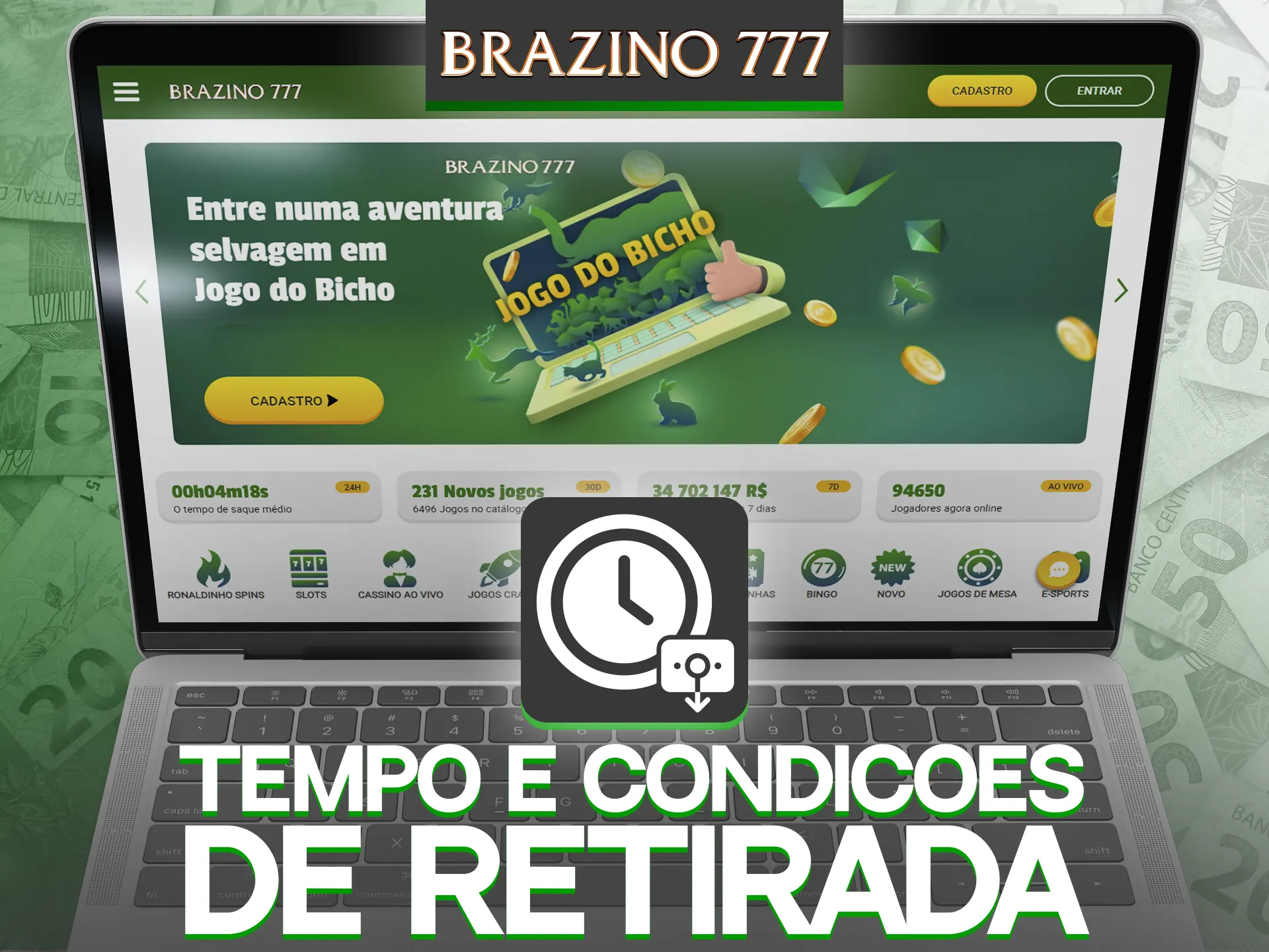 Horário e condições de retirada no Brazino777.