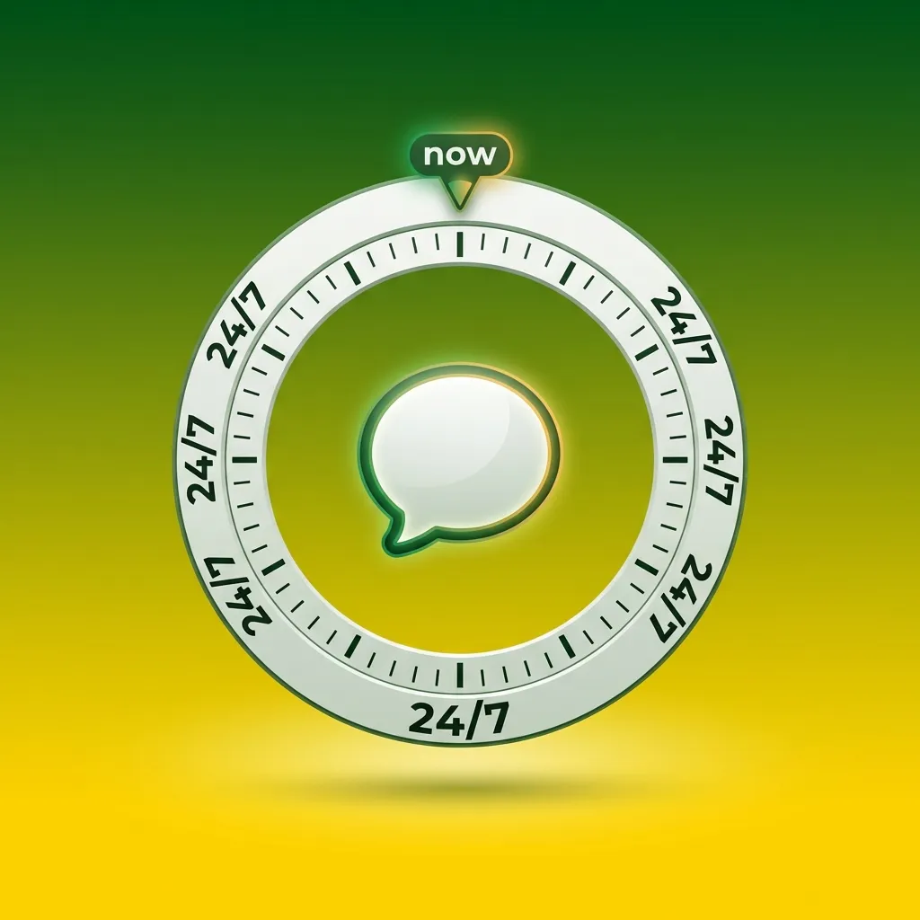 24/7 live chat support interface showing instant messaging for deposits, withdrawals, and account verification help