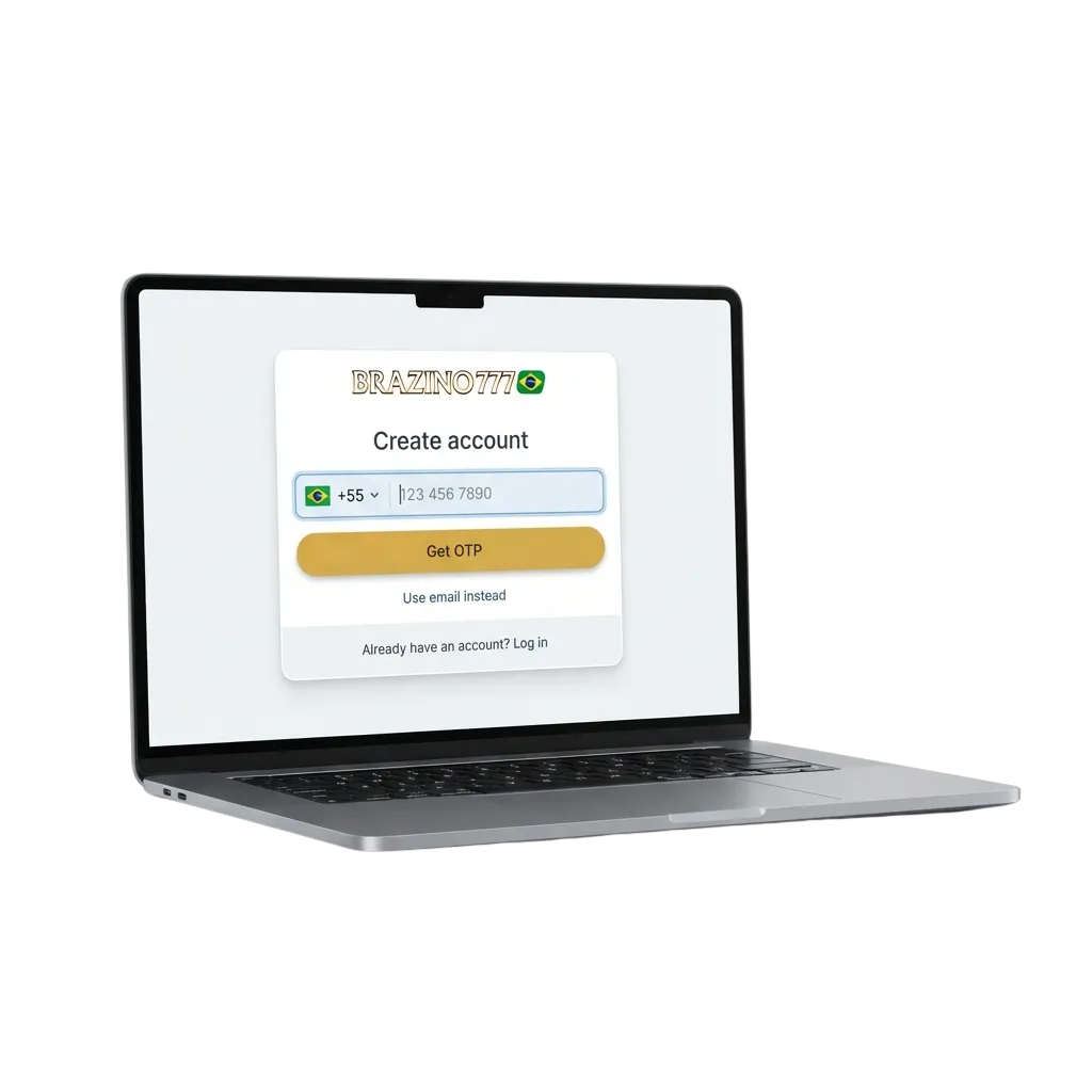 Tela de registro do Brazino777 mostrando opções de cadastro por telefone, email, redes sociais ou clique rápido