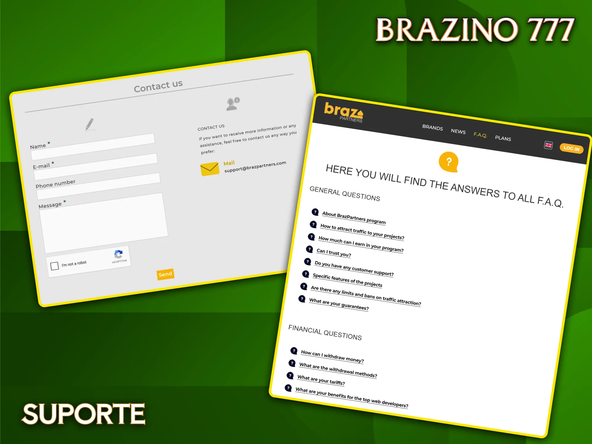 Conte com suporte especializado e dedicado para afiliados na rede global do Brazino777.