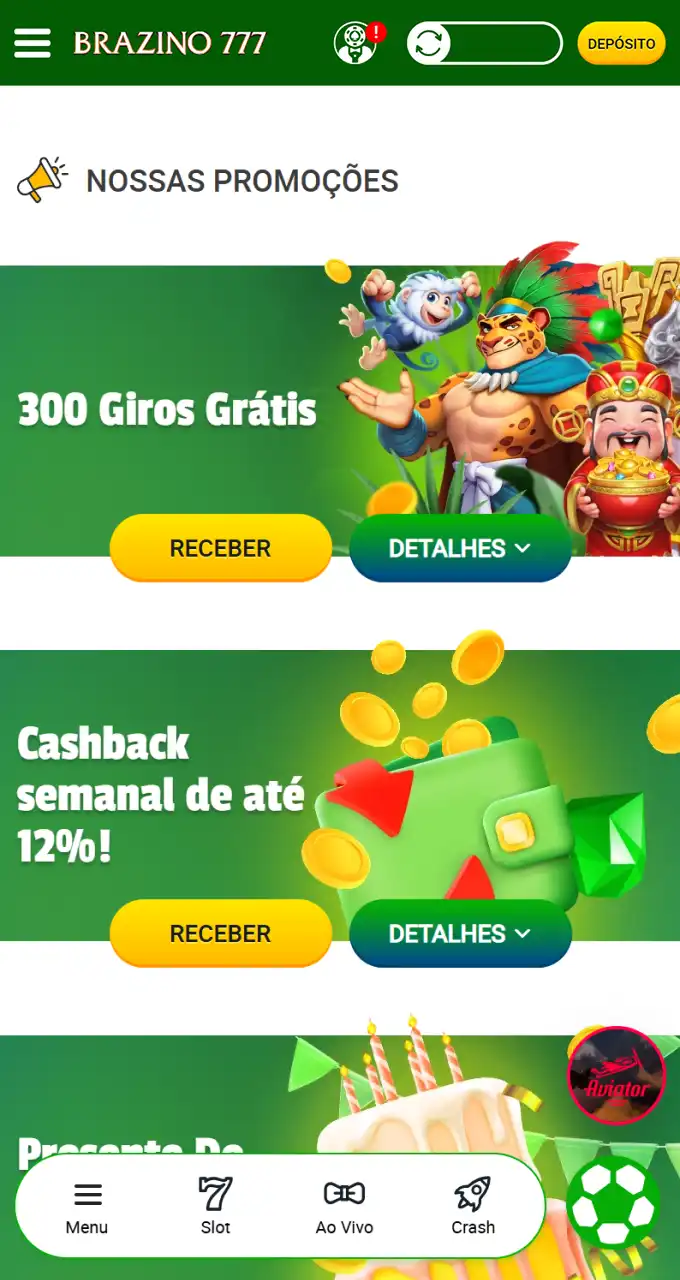 Confira as promoções e ofertas exclusivas no aplicativo do cassino Brazino777.