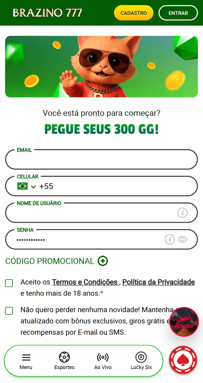 Crie sua conta rapidamente no Brazino777 para começar a jogar com bônus especiais.