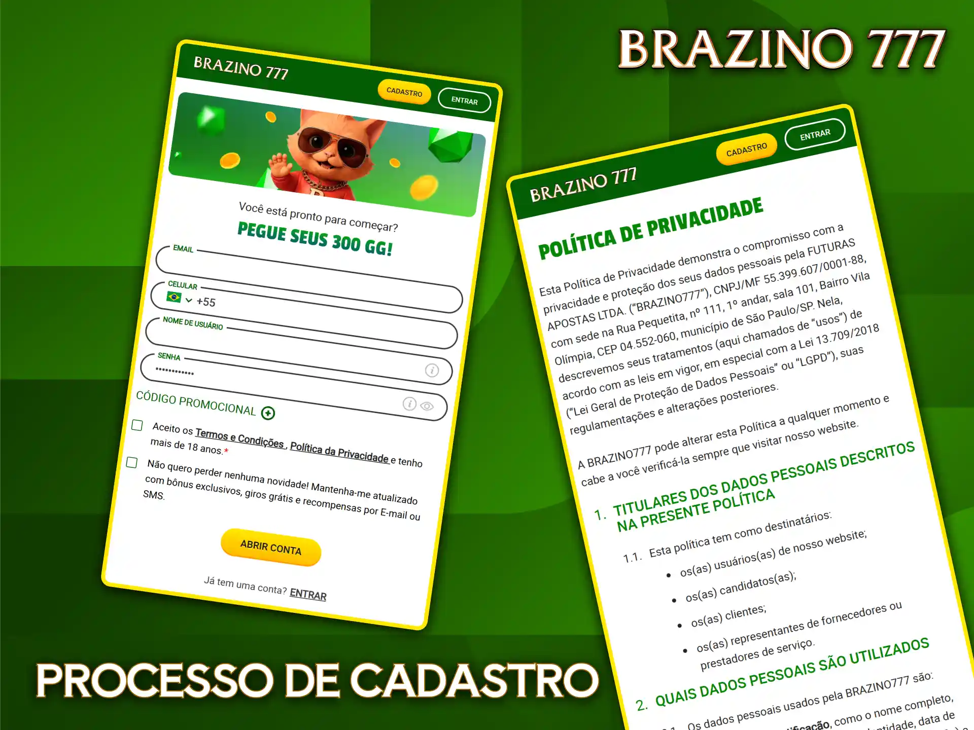 Realize seu cadastro no Brazino777 de forma rápida para aproveitar bônus de boas-vindas incríveis.
