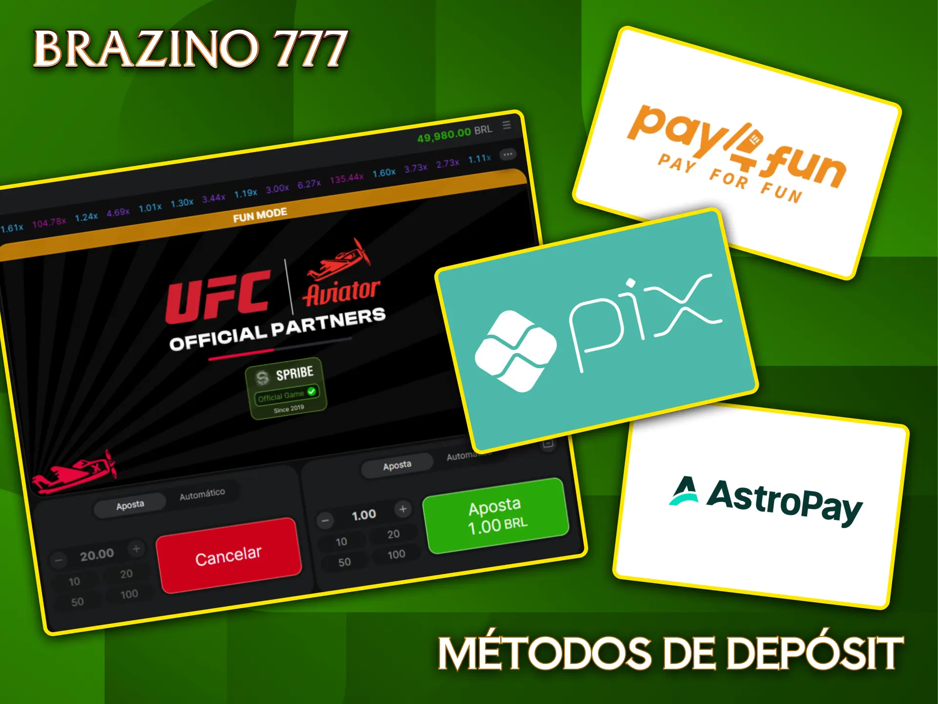Use o PIX para depósitos rápidos e comece a voar no Aviator do Brazino777.