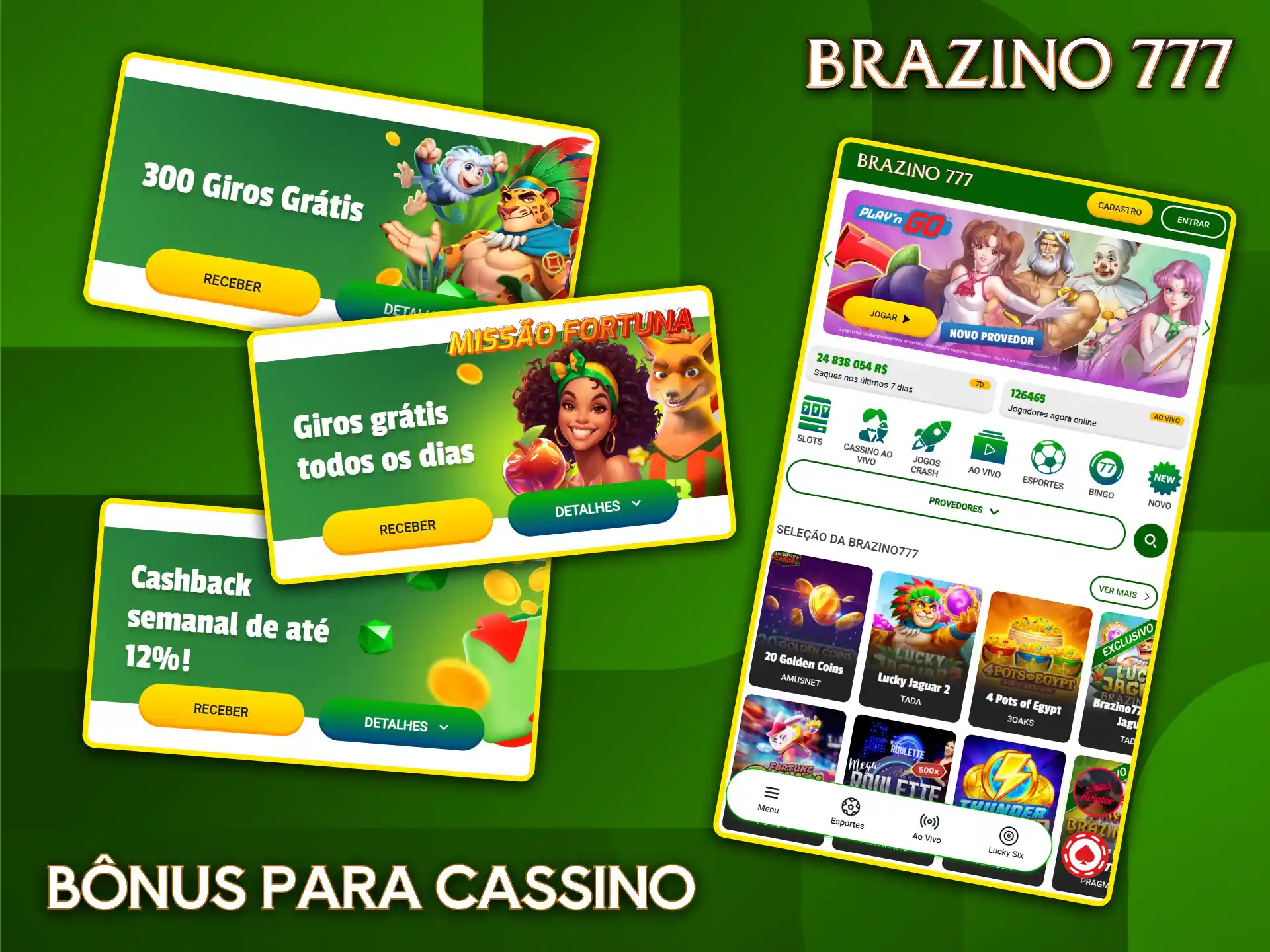 Descubra bônus incríveis, como rodadas grátis e cashback semanal, no cassino Brazino777.