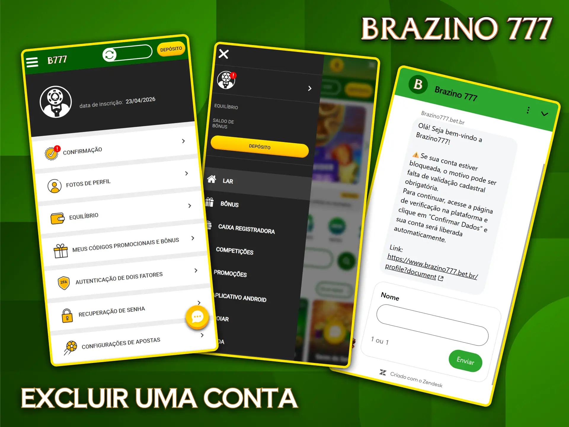 Brazino777 oferece suporte completo e transparência na criação ou exclusão de contas.