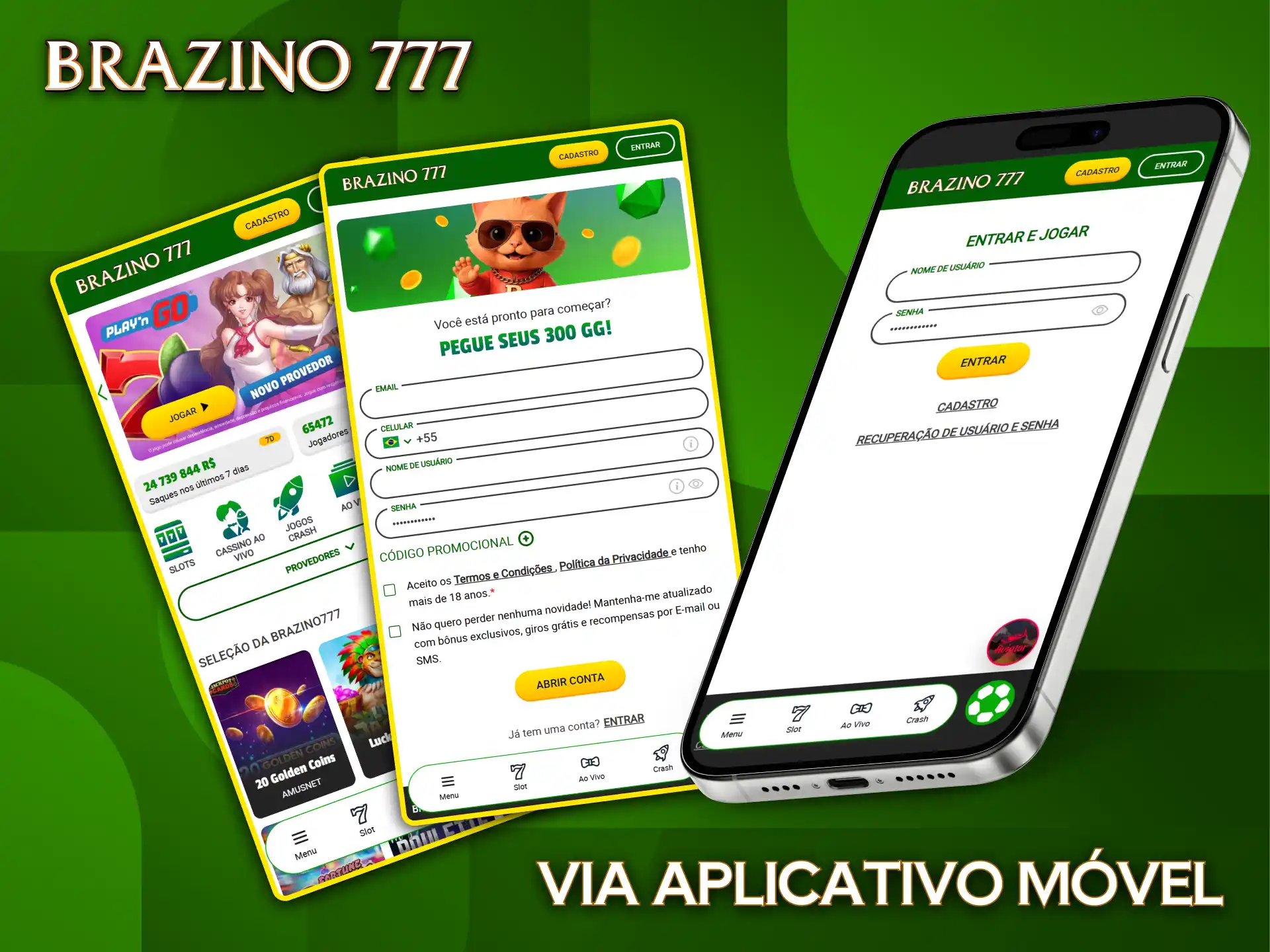 Cadastre-se pelo aplicativo móvel Brazino777 e jogue em qualquer lugar com a máxima comodidade.