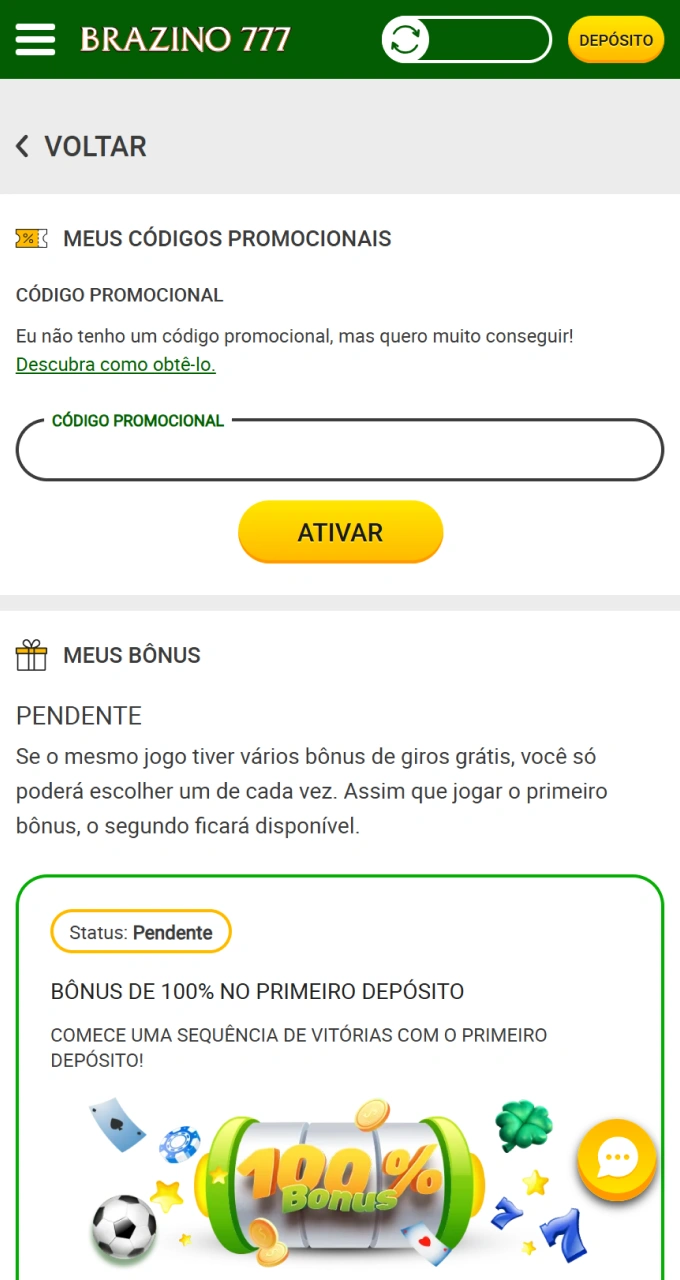 Ative seu bônus de boas-vindas no Brazino777 para impulsionar suas primeiras jogadas.