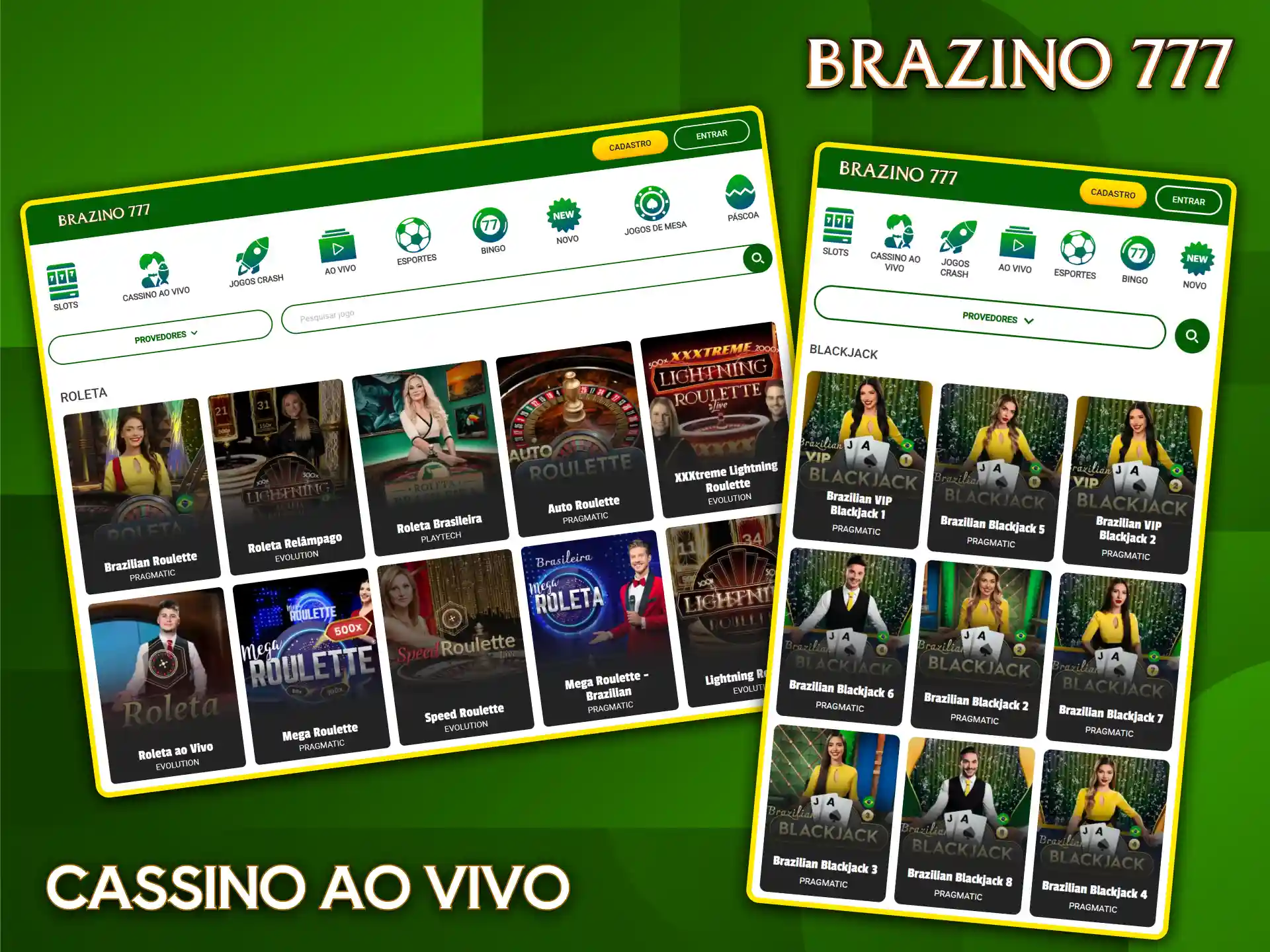 Divirta-se jogando roleta e blackjack ao vivo com crupiês reais no cassino Brazino777.