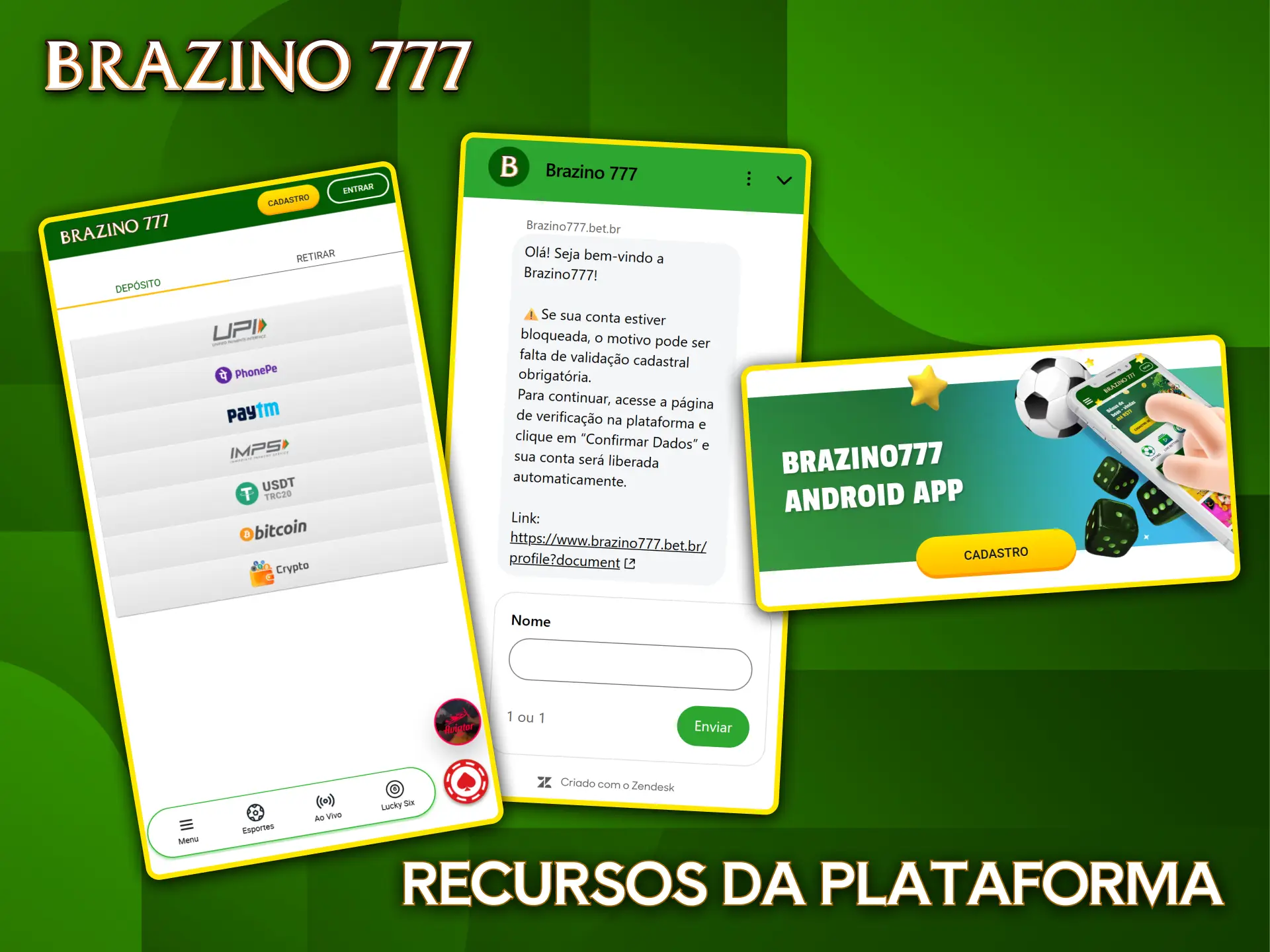 Explore a plataforma Brazino777, que inclui suporte 24 horas por dia, 7 dias por semana e métodos de pagamento seguros.