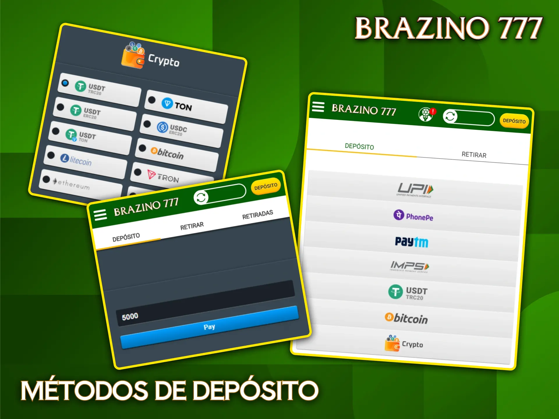 Escolha o melhor método de depósito para fazer um depósito instantâneo no Brazino777.