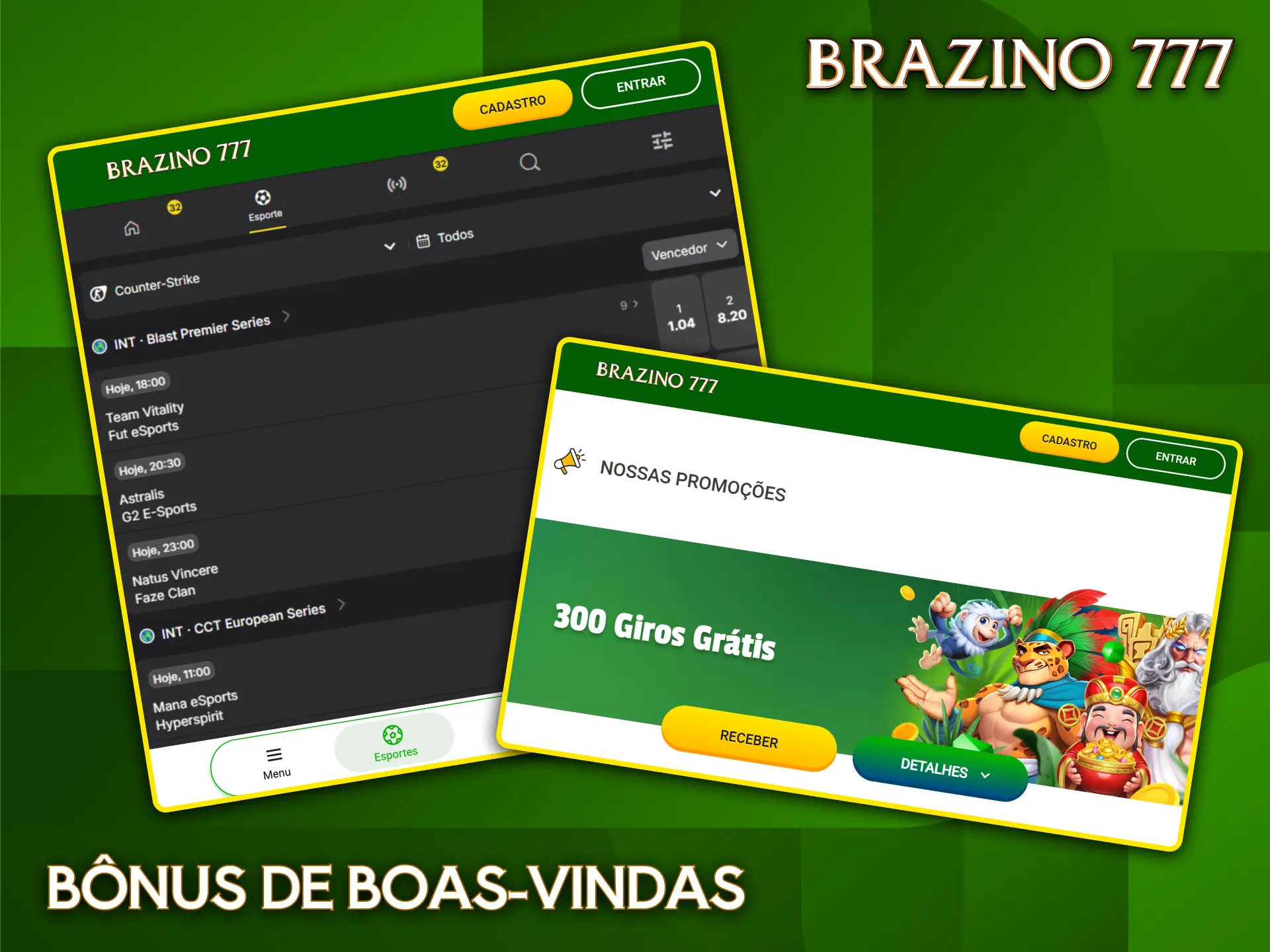 Ganhe bônus especiais de boas-vindas para apostar em eSports na bookmaker Brazino777.