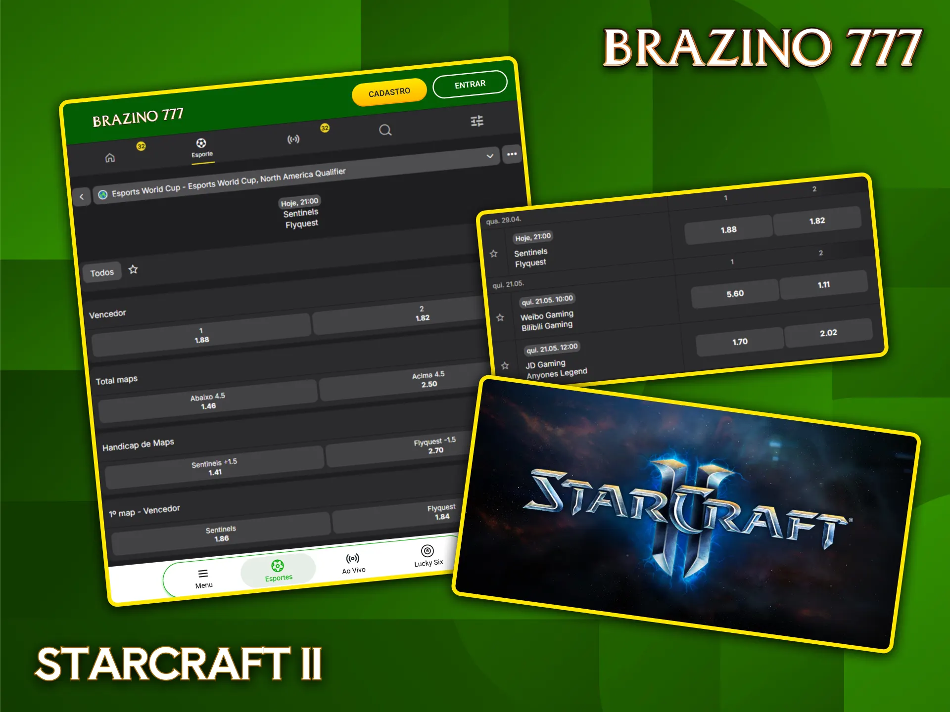 Encontre mercados exclusivos para apostar em Starcraft II na plataforma da bookmaker Brazino777.