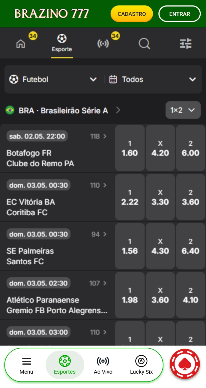 Selecione sua liga de futebol favorita e aposte com vantagem na bookmaker Brazino777.