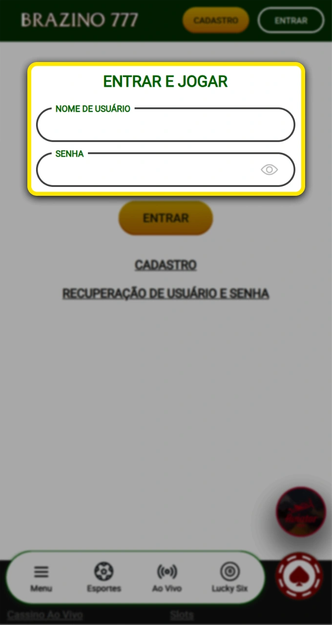 Insira suas credenciais no Brazino777 para explorar bônus exclusivos e jogos de cassino emocionantes.
