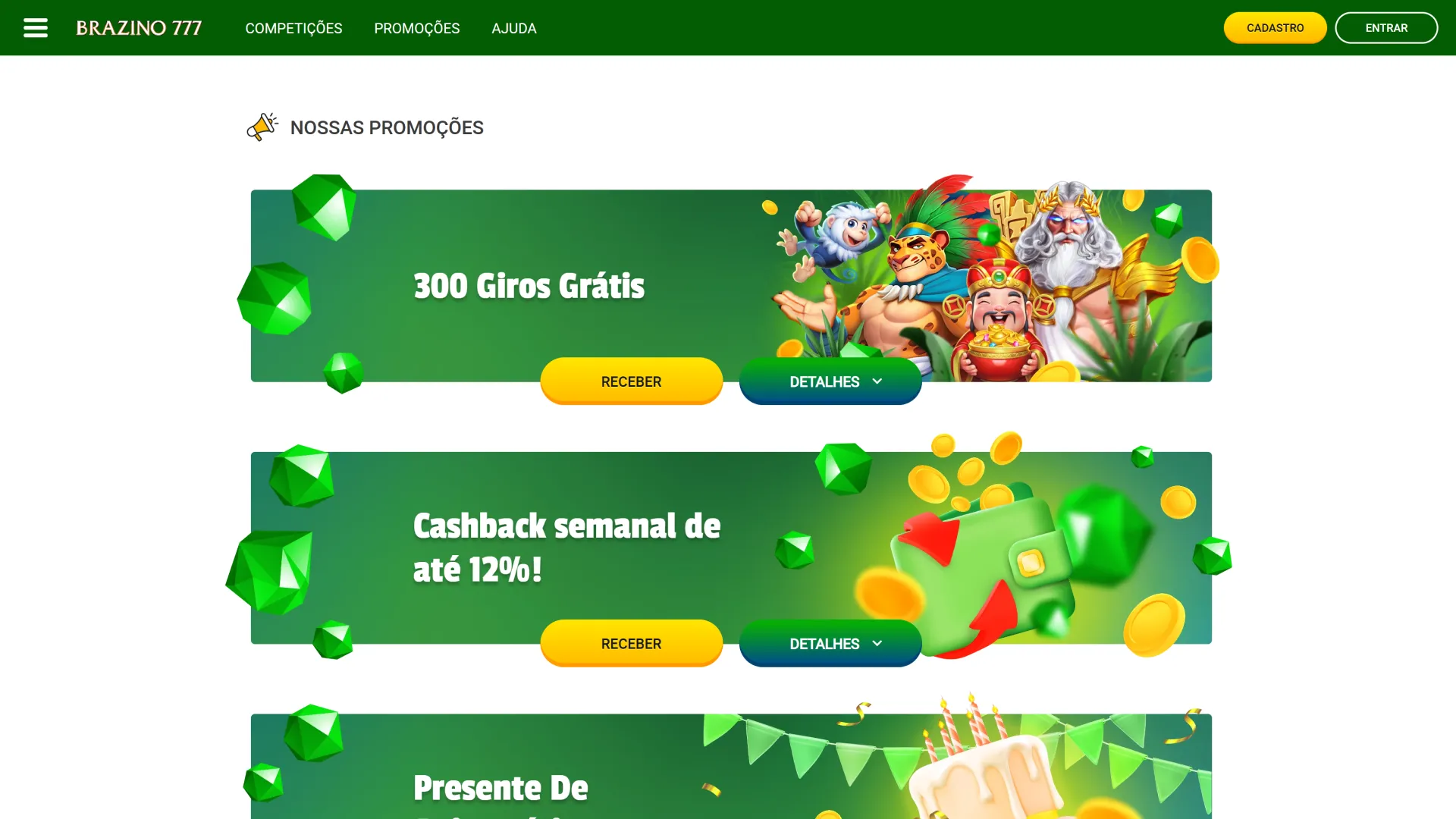 Aproveite as ótimas promoções e ofertas exclusivas ao jogar no Brazino777.