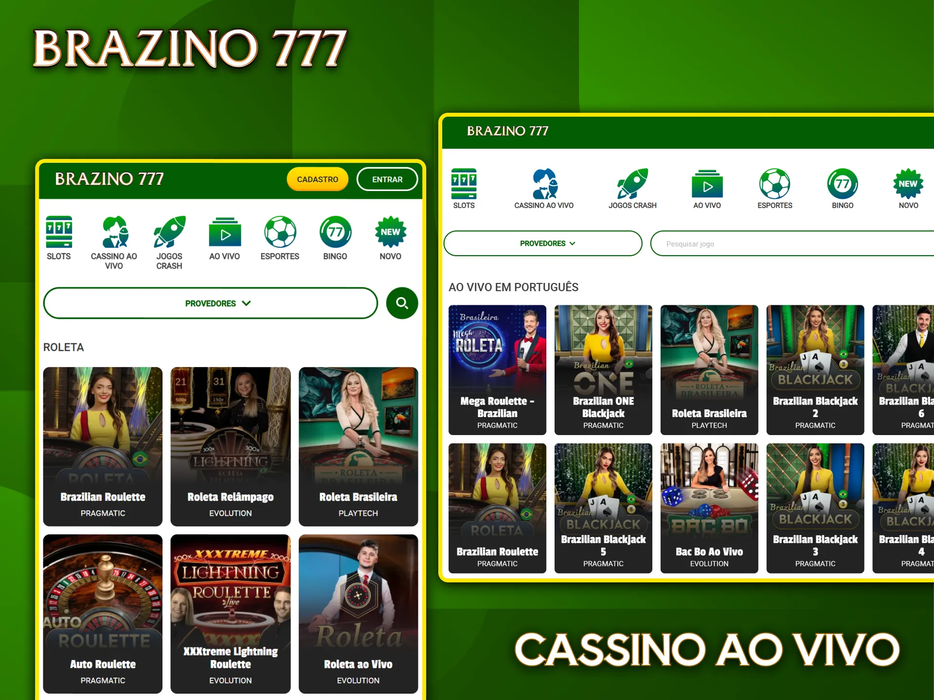No cassino Brazino777, você encontrará as melhores mesas de roleta e blackjack com crupiês ao vivo.