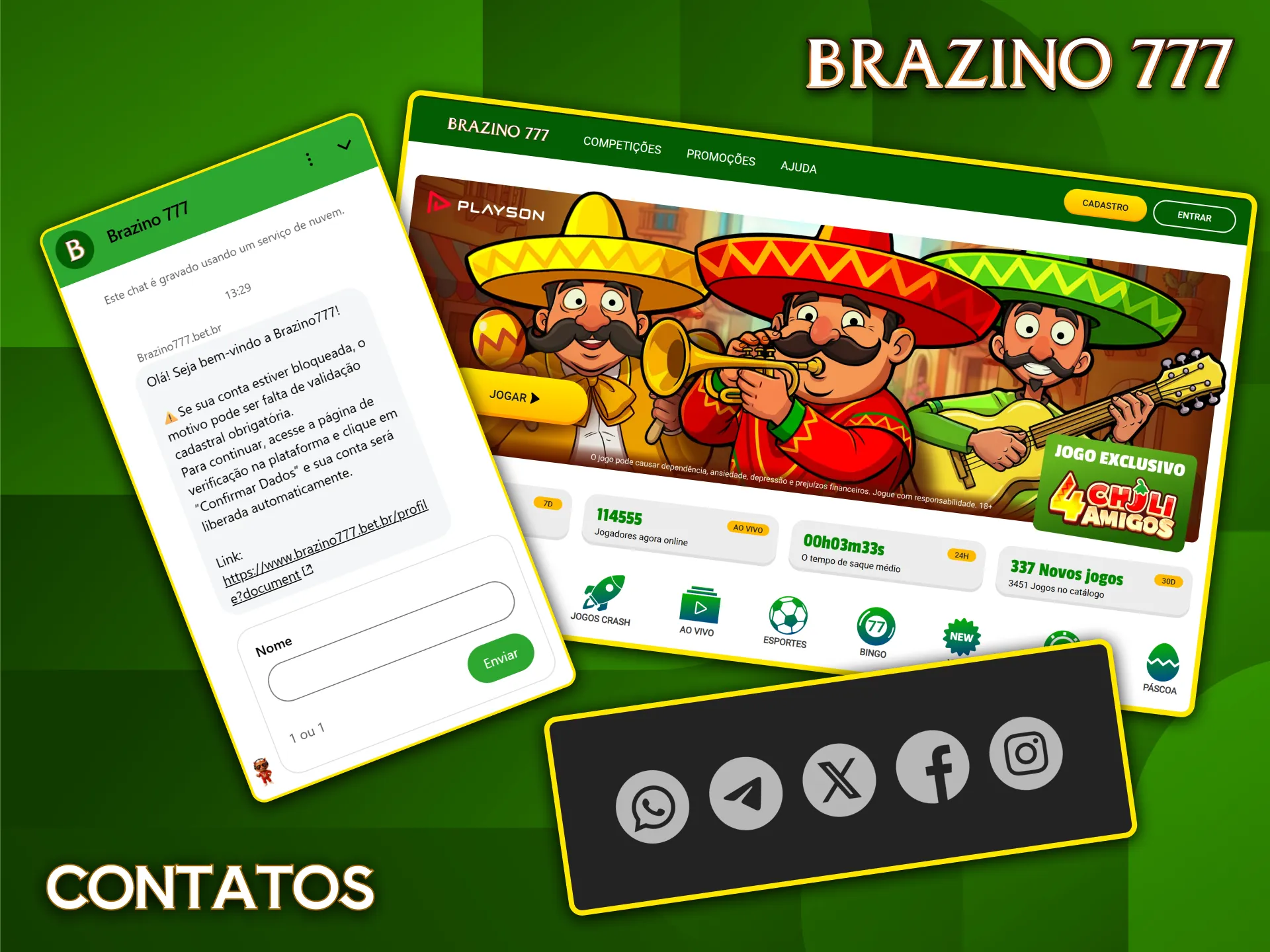 O suporte ao cliente da Brazino777 oferece atendimento rápido e eficiente por meio de diversos canais oficiais.