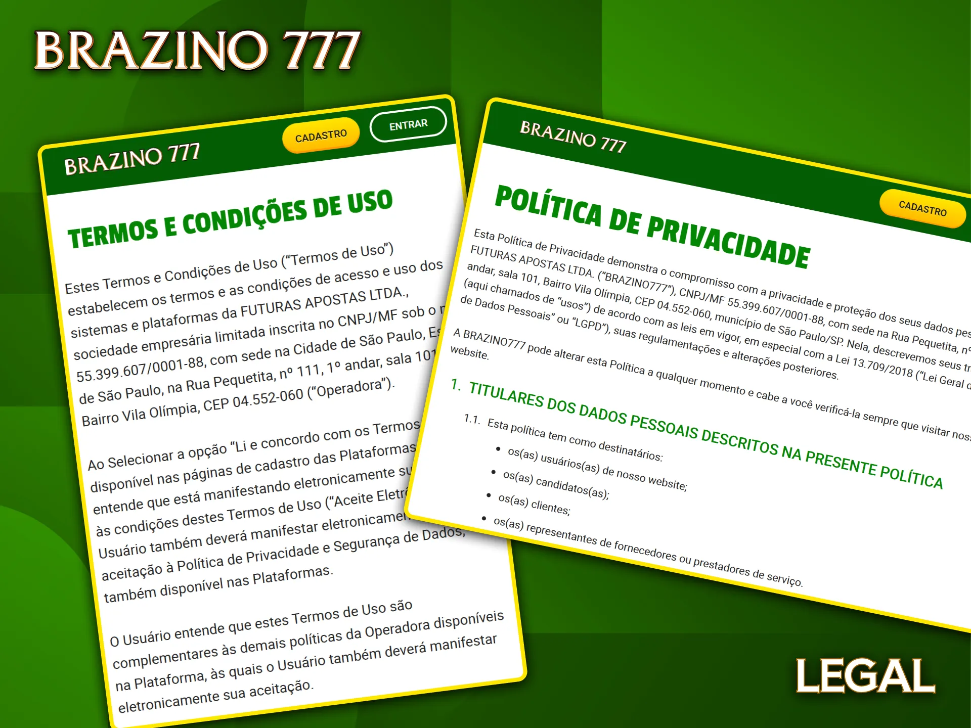 A Brazino777 opera com total transparência e adere a regras rigorosas de privacidade e segurança.