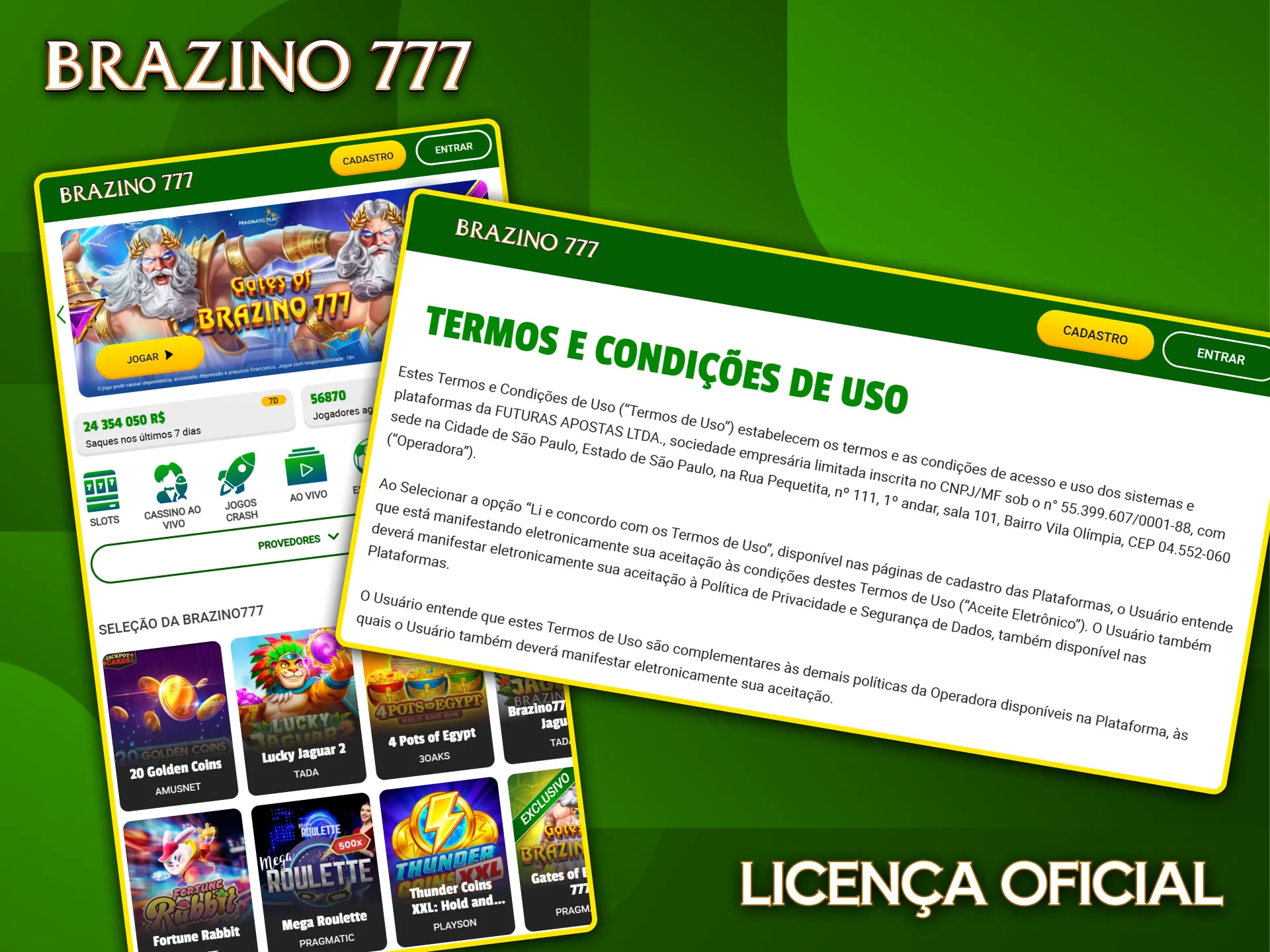 Jogue com tranquilidade na Brazino777, uma plataforma licenciada que garante apostas seguras e justas.
