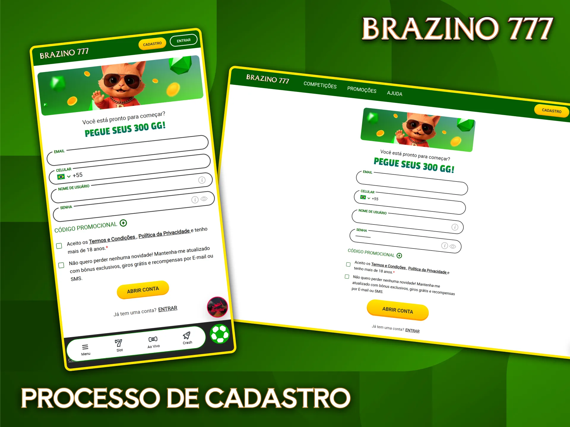 Cadastre-se rapidamente no Brazino777 para receber bônus garantidos e rodadas grátis.