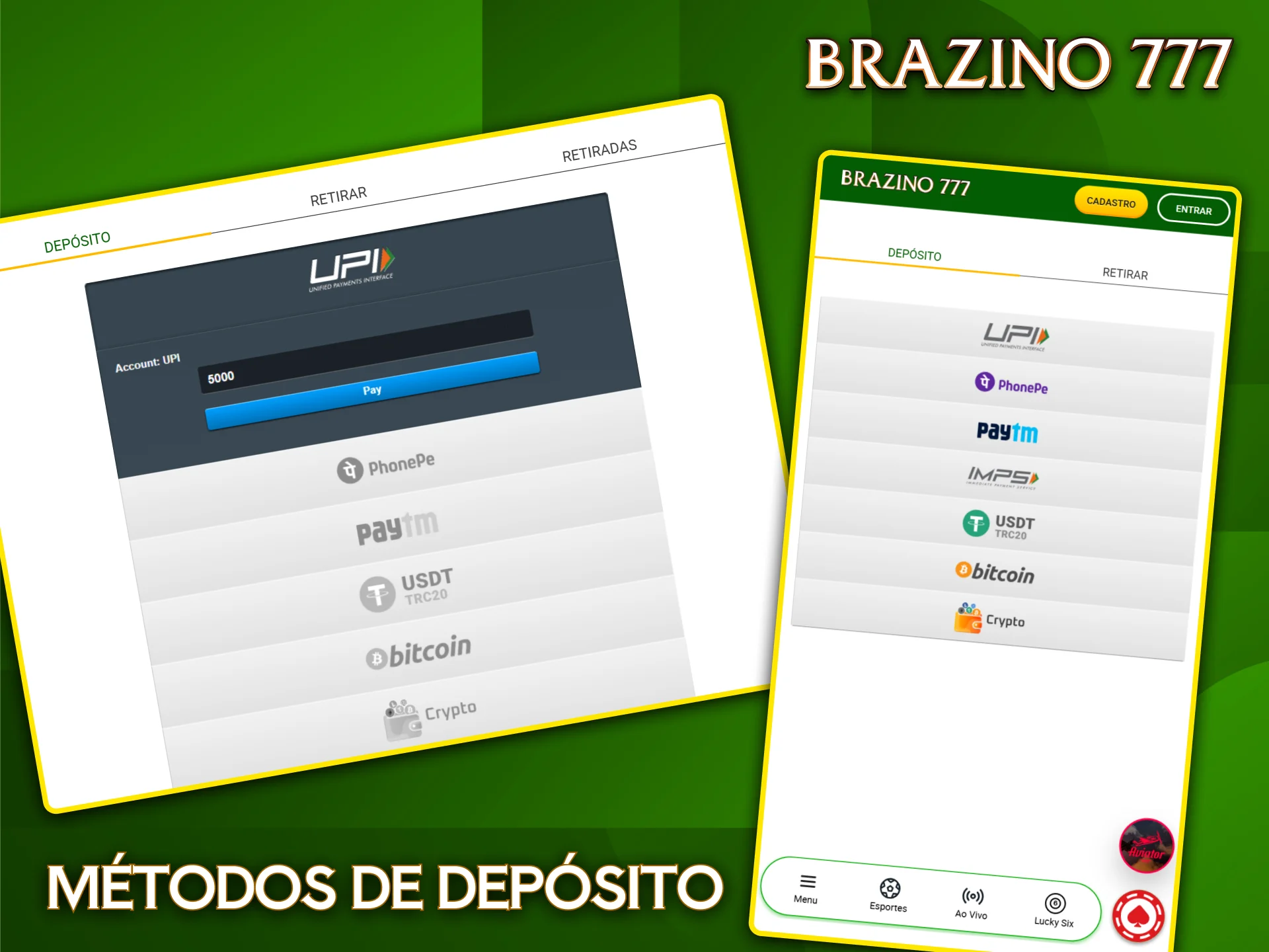 Utilize métodos de pagamento seguros e rápidos para depositar fundos no Brazino777.