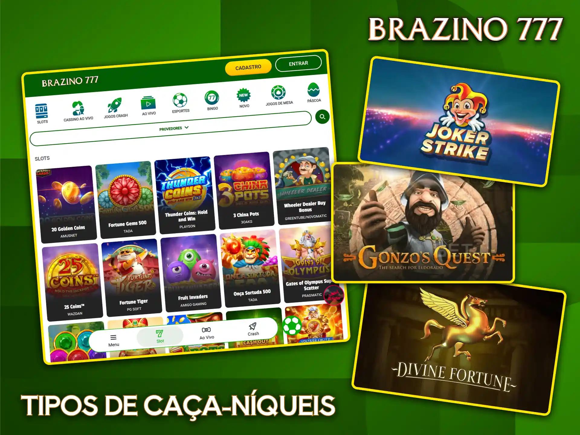 No cassino Brazino777, você encontrará uma variedade de máquinas caça-níqueis temáticas e grandes prêmios.