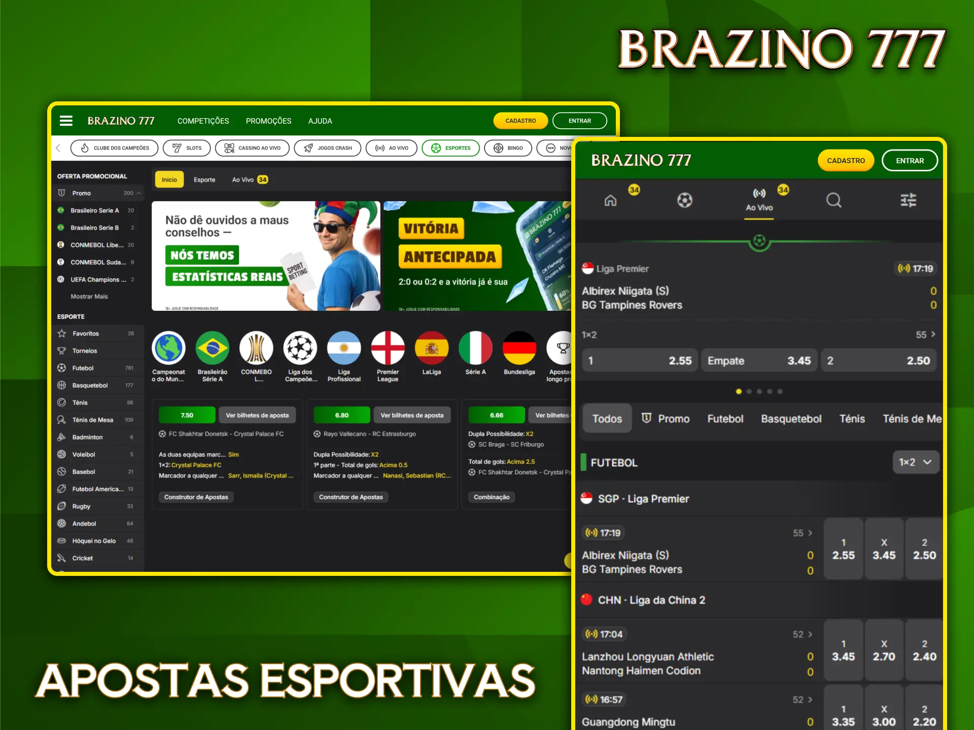 Brazino777 oferece estatísticas reais e as melhores odds para apostas esportivas online.