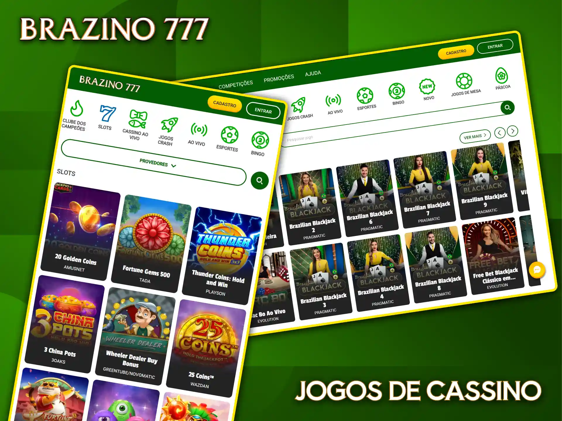 Descubra uma vasta biblioteca de slots e jogos com crupiê ao vivo no renomado cassino Brazino777.