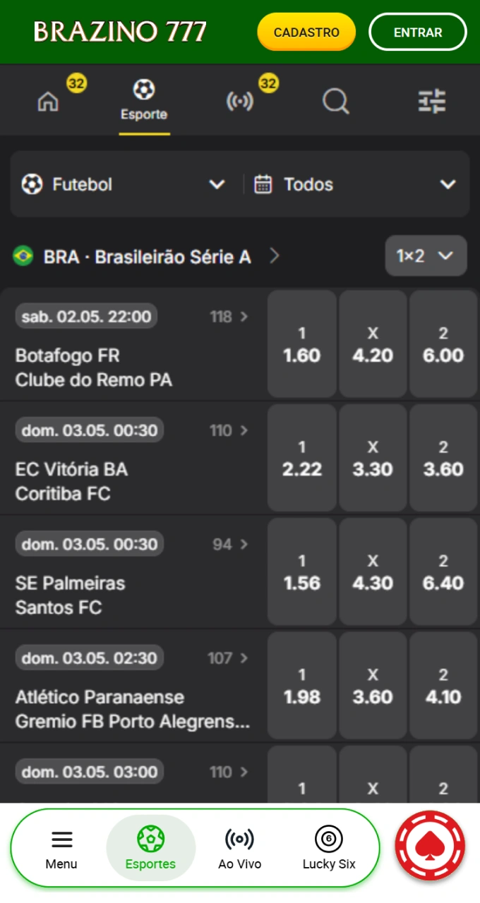 Acesse a seção de tênis no app da bookmaker Brazino777 e aproveite odds competitivas.