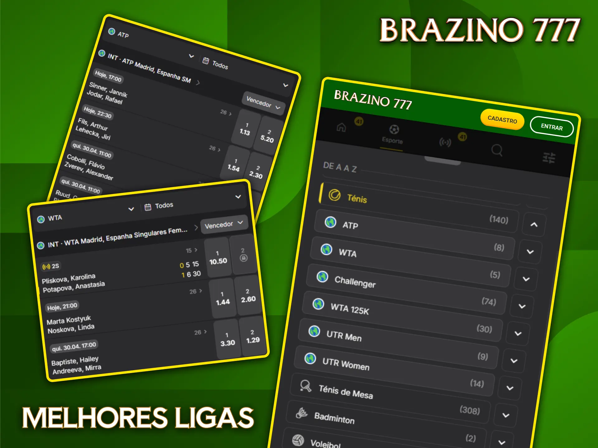 Aposte nos circuitos ATP e WTA com as melhores odds na bookmaker Brazino777.
